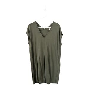 Mahina‎ Olive Army Green Stretchy V-Neck Shift Dress Size Large
